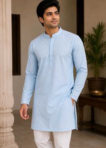 Men's Light Blue Kurta