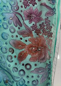 Beautiful Teal Embroidered saare with blouse