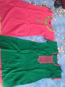 Beautiful Pink  and  green pureCotton Kurta combo