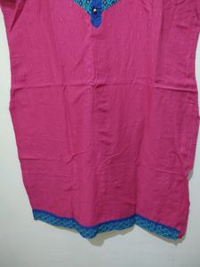 Aaboli Pink Polka Dot Kurta With Sequined Work