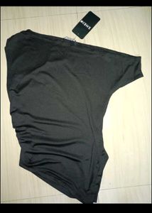 Black One-Shoulder Asymmetrical Top
