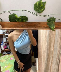 Blue One-Shoulder Top