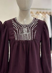 Embroidered Maroon Kurta Top
