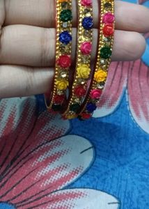 Colorful Beaded Floral Bangles