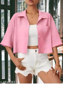 Chic Pink Cropped Shirt