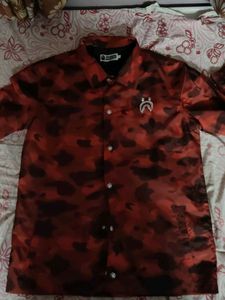 BAPE Red Camo Shark Coach Jacket