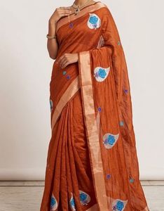 Comfy brown orange Saree