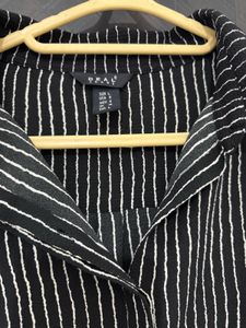 Black &amp; White Striped Loose Fit Top