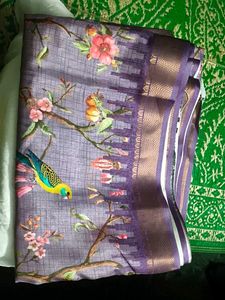 Beautiful Floral & Bird Print Saree