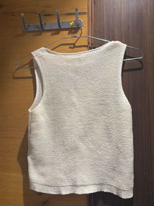 Cream Knit Button-Up Vest