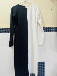 Two-Tone Long Sleeve Maxi Dress