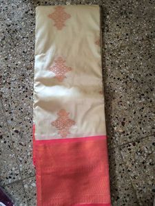 Eligent beige and orange combination semi silk new