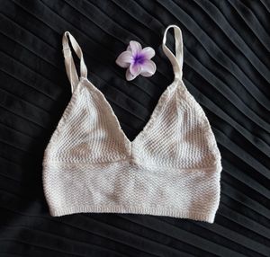 Cream Knitted Bra Top