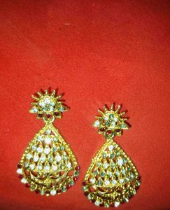 Exquisite Gold-Plated Gemstone Earrings