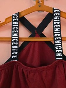 Stylish Maroon Cross Neck Halter Top