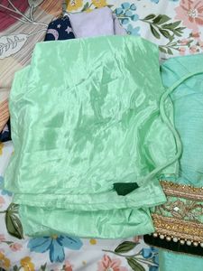 Elegant Teal Silk Saree with Zari &amp; Pearl Work