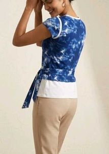 the cloud tie-dye rhinestone tie-waist top