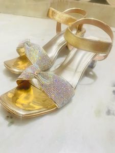 Sparkling Gold Block Heels
