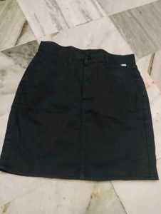 Black Denim Mini Skirt