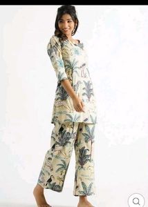 Bohemian Tropical Print Kurta Set