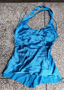 Sparkling Blue Halter Neck Top