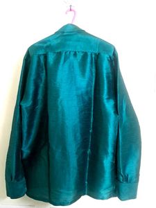 Men's Teal Silk Shirt
