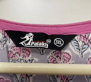 Elegant Grey &amp; Pink Block Print Kurti