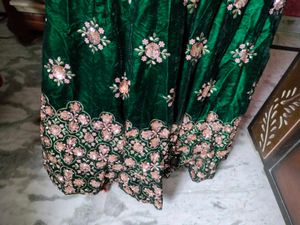 Emerald Green Velvet Lehenga Choli