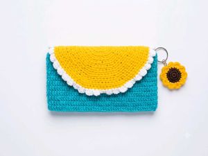 Handmade Crochet Clutch with Sunflower Charm