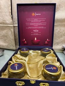 Diwali Gift Hamper Box with 4 Glass Jars | Navy Bl