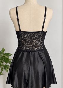 Lace Trimmed Satin Nightgown