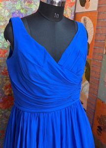 Stunning Royal Blue V-Neck A-Line Dress