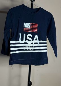 Navy Blue United States Printed Top