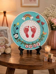 Baby boy foot print  welcome home wall hanging