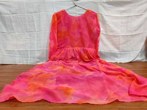 Pink Ethnic Gown With Dupatta