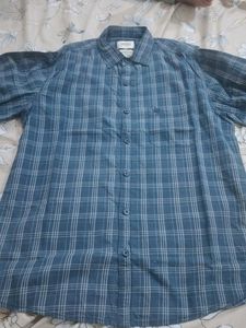 Men's Blue Plaid Button-Up Shirt