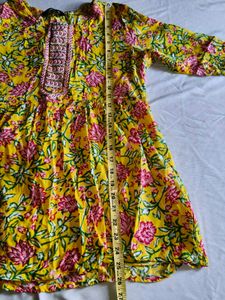 Vibrant Yellow Floral Print Kurti