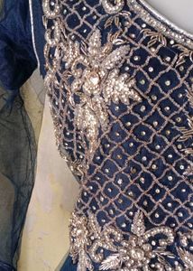 Elegant Blue Embellished Ethnic Gown