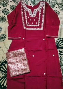 Elegant Maroon Kurta Set with Dupatta