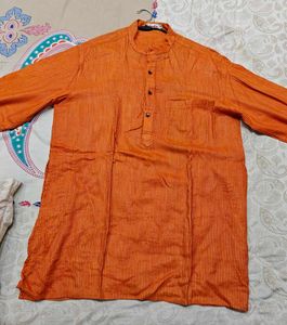 Orange Striped Kurta