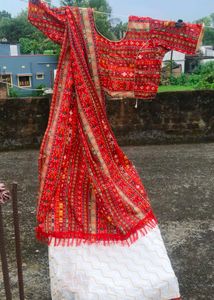 Red Bandhani Lehenga Choli Set / gopi dress