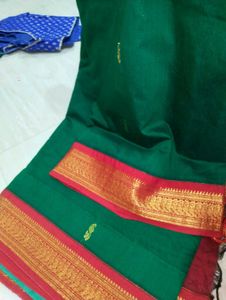 Elegant Green &amp; Red Saree