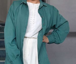 Oversized Green Button-Down Shirt