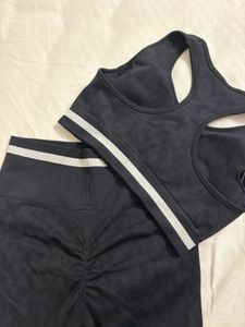 Black Leopard Print Activewear Set
