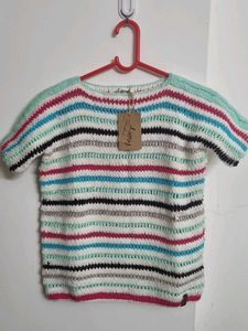 Striped Crochet Knit Top