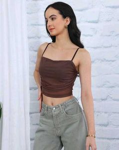 Brown Sheer💙 Cropped Tank Top
