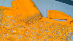 Stunning Yellow Embroidered Lehenga Choli Set
