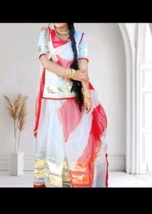 White Organza Rajputi Poshak 💗
