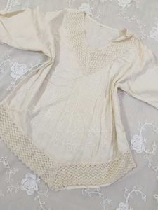 Boho Cream Embroidered Kurta