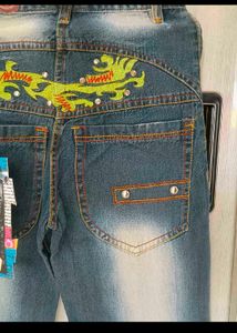 Cyber Y2K Dragon Embroidered Flare Jeans (BNWT)